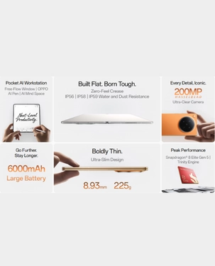 OPPO Find N6 5G 16GB 512GB (OPPO Watch S + OPPO Enco Air4 Earbud) - Stellar Titanium thumbnail 5