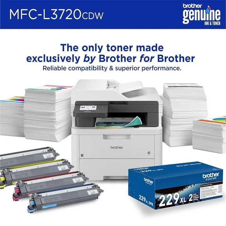 Brother Color LED Laser Multifunction Printer, LED Printing Technology, Automatic Duplex Printing, ADF Support - White - MFC-L3720CDW thumbnail 5
